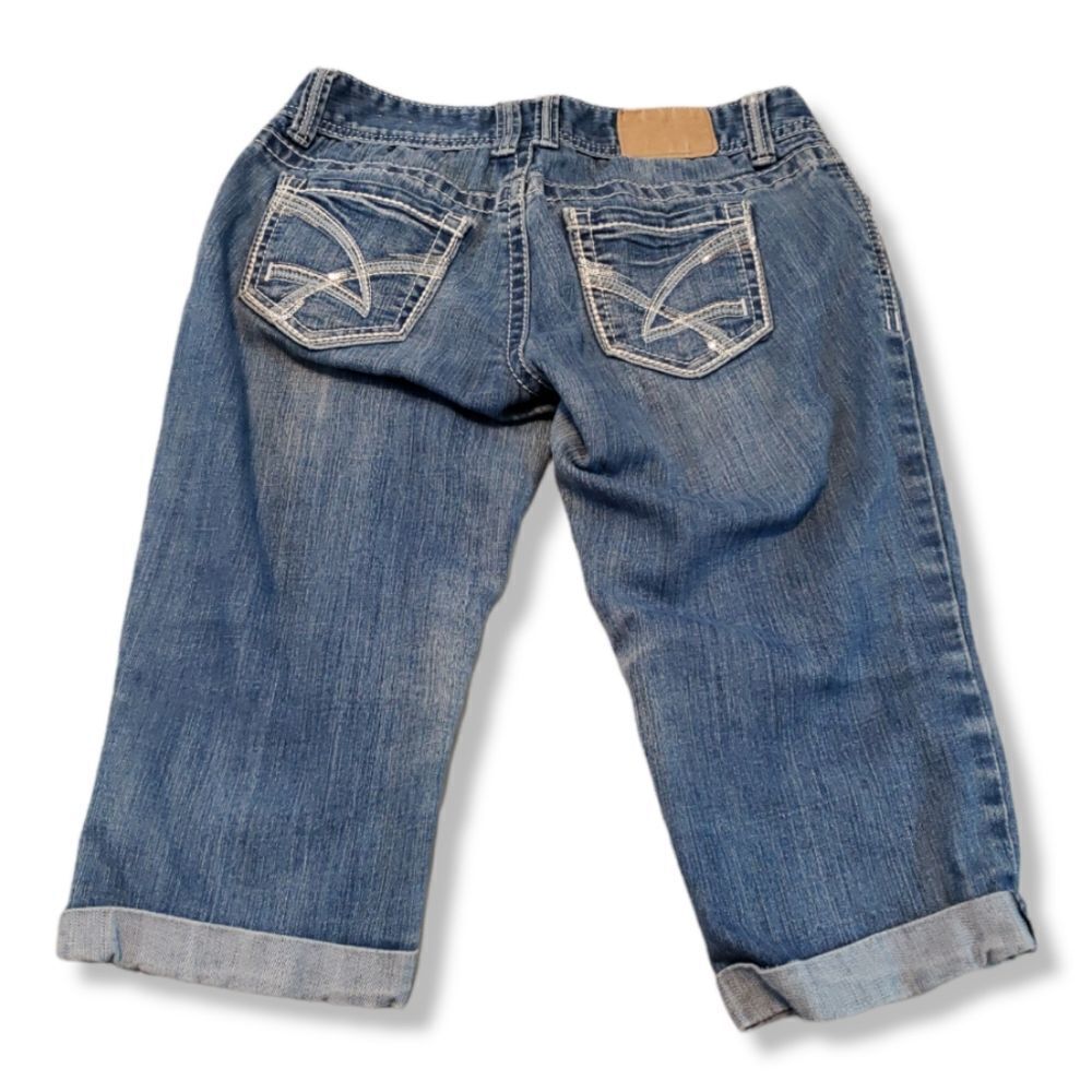 Amethyst Shorts Size Small Bermuda Shorts Blue Denim Shorts Cuffed Jean Shorts - Picture 2 of 8